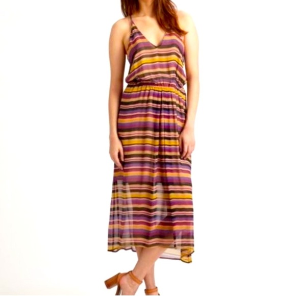 Joie Jesbelle Striped Silk V-Neck Midi/Maxi Dress, Small, Used Good Condition - Picture 1 of 4